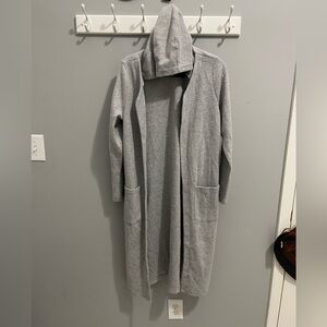 BBJ Los Angeles light heather gray Duster Hooded Cardigan Size Small boxGT